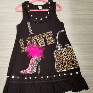 NEW Girls black tank dress w ruffles & rhinestones